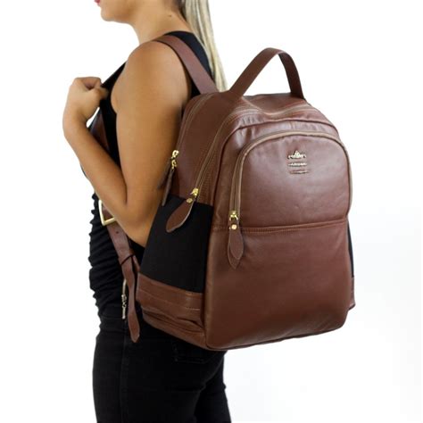 mochila bolsa g feminina notebook de couro